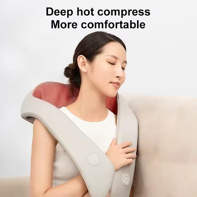 Home Pain Relief Neck Massager Electric Heating Shiatsu Kneading Cervical Neck and Shoulder Massager